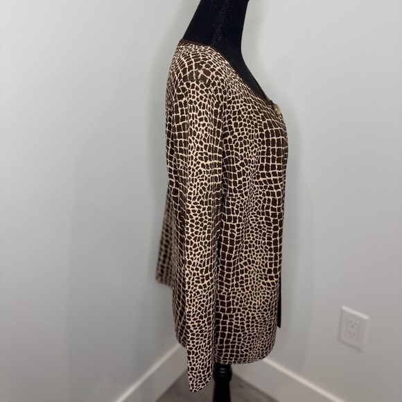 Jones New York Collection Knit Brown One Button Cardigan - Picture 4 of 7